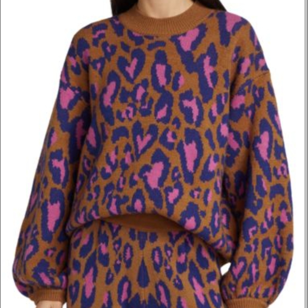 FARM Rio Set Brown and Pink Leopard Sweater And Pants